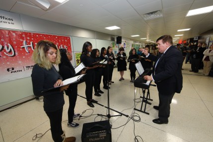 Jersey City Arts Vocal Program sang Christmas carols for PATH Poster Contest ceremony